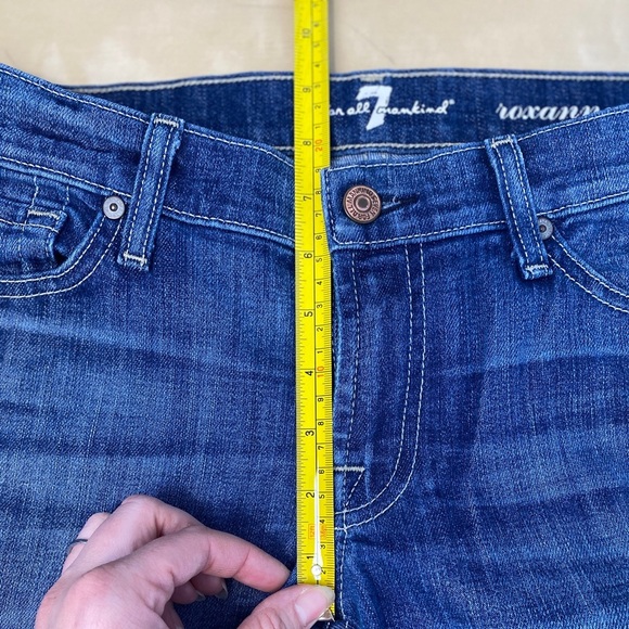 7 For All Mankind Roxanne Low Rise Skinny Stretch Jean's In Medium Blue Size 28 - Picture 3 of 10